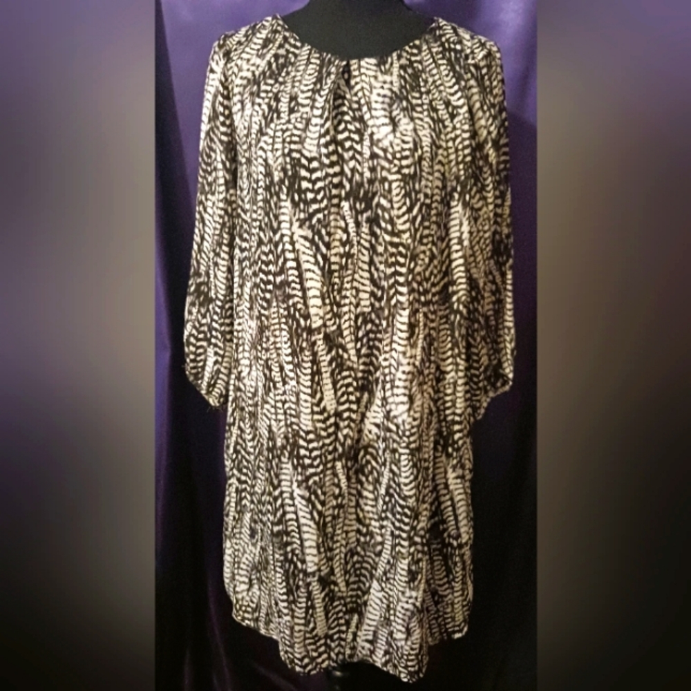 H & M Black and Cream Colored Chiffon Dress